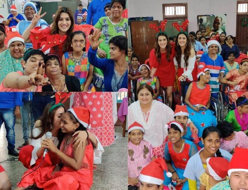 Kriti Sanon and Nupur Sanon Celebrates Christmas with Specially Abled Children