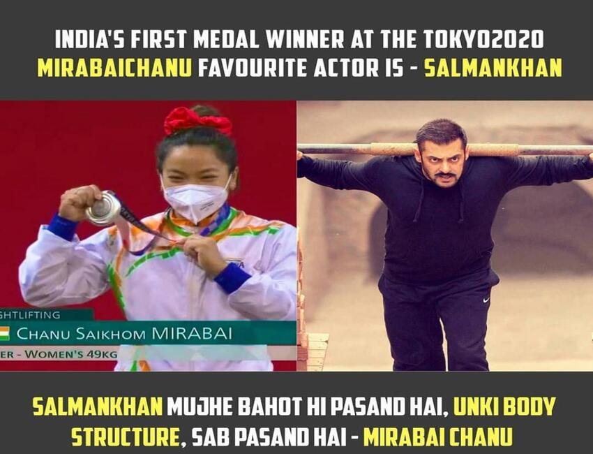 Salman Khan is Olympic silver medalist, Mirabai Chanu’s favorite actor !